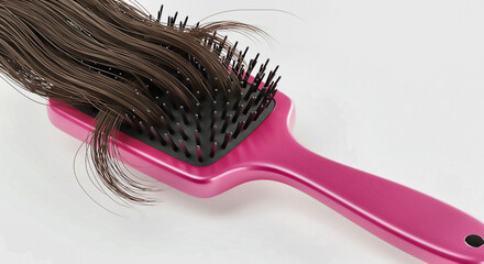 Pink Hairbrush with Brown Hair