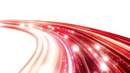 Red Light Trail Speed Lines with Motion Effect Isolated on Transparent Background