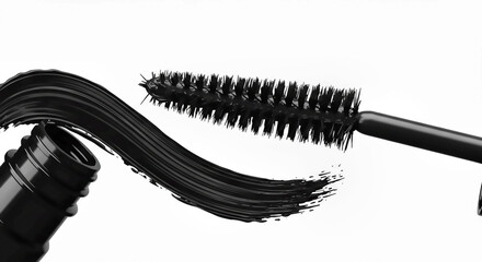 Black Mascara Wand and Swirl of Product
