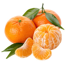 Fresh mandarin oranges with leaves