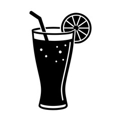 Refreshing drink with citrus slice vector graphic silhouette