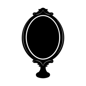 recommend clip art: Vintage ornate oval vanity tabletop mirror vector silhouette
