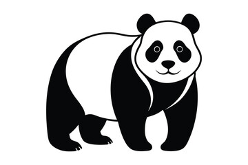 panda bear line art silhouette vector illustration isolated on white background