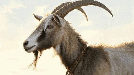 Mountain spirit in watercolor wash goat isolated vector illustration svg 