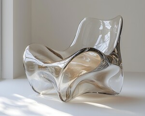 Futuristic transparent acrylic chair with organic curves