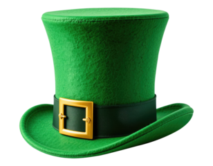 Green Leprechaun Top Hat PNG with Buckle, St. Patrick’s Day Transparent Clipart.