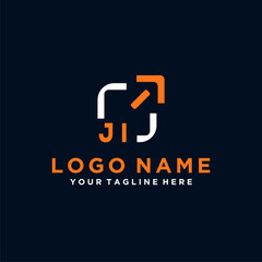 JI initials minimal modern technology logo design