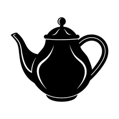 Elegant ceramic teapot vector graphic illustration silhouette