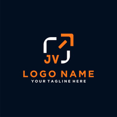 JV initials minimal modern technology logo design