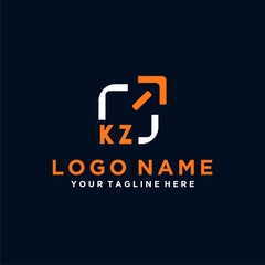 KZ initials minimal modern technology logo design