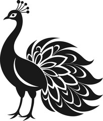 peacock silhouette isolated on white background 