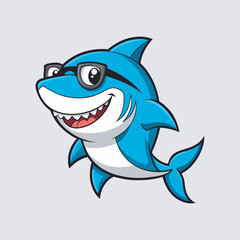 Smiling shark cartoon mascot vector art illustration file  