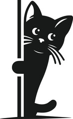 Black cat peeking vector animal silhouette