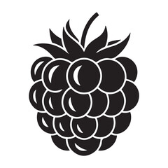Raspberry Vector Black silhouettes icon illustration. Flat berry sweet healthy organic fruit raspberry blackberry. with white background