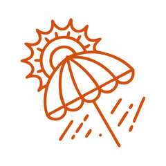 Sun and Rain Icon with Parasol Outline