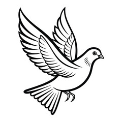 Line art pigeon flying vactor