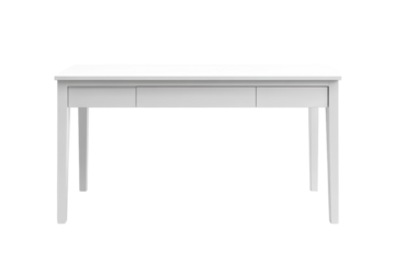 Stylish white writing desk perfect for home office or study featuring clean lines simple design and one drawer for storage against a on transparent background
