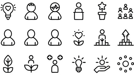 Fototapeta premium Set of business people silhouettes, a vector icon illustration of a team in an office meeting