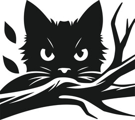 Black cat peeking vector animal silhouette