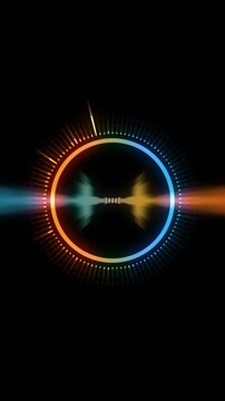 Neon Music Note with Futuristic Sound Wave
