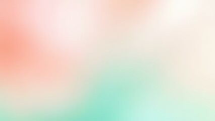 Obraz premium Blurred gradient with soft coral and mint tones, creating a creamy and serene color flow.