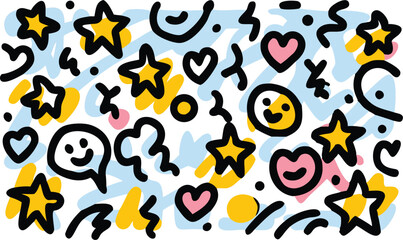 Seamless Random Scribbles and Kids Doodle Pattern – Hand-Drawn Playful Scribbles, Childlike Sketches, and Fun Doodle Designs for Creative Backgrounds