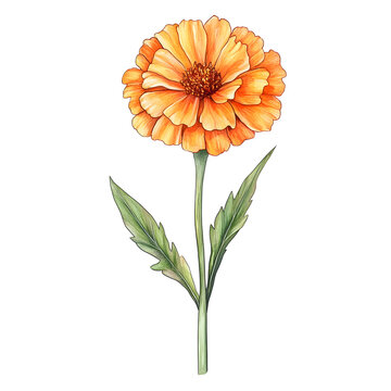 orange marigold flower watercolor on white clip art preview