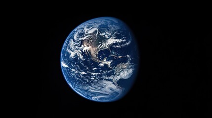 Earth seen from space, showcasing the continents and clouds. Stock photo for educational, science, or astronomy use