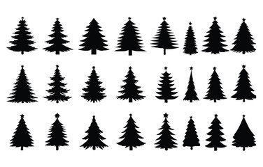 Fototapeta premium Set of christmas tree silhouette vectors