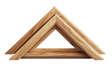 Elegant triangular wooden frames showcasing exquisite craftsmanship and rich natural wood tones against a stark black background Perfect on transparent background