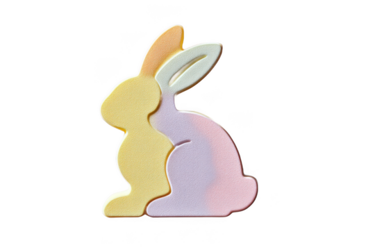 Pastel Bunny Silhouette: A Whimsical Easter Graphic with Overlapping Hues and a Soft Texture, Perfect for Springtime Celebrations and Playful Designs. - Powered by Adobe