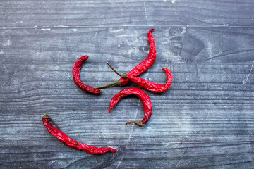 Hot fried Chili on the black boarf