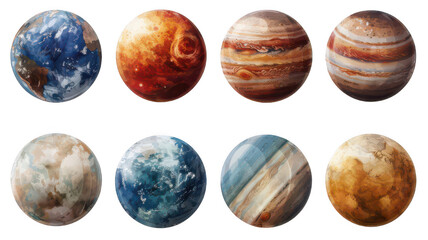 Fototapeta premium Planets of the solar system illustration science education astronomy art on transparent background