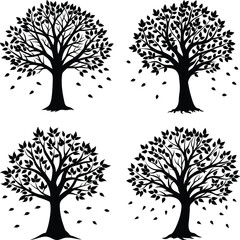 Obraz premium Fall Tree Silhouette vector illustration