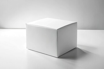 Fototapeta premium Clean White Product Box Mockup, Packaging Design Template, Simple Branding Presentation, Minimalist Paper Box