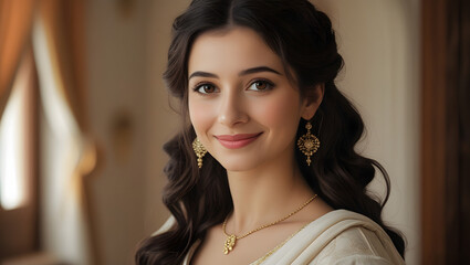 A Caring Woman with Soft Eyes and a Gentle Spirit