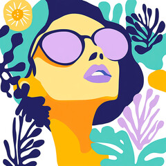 Trendy abstract print with floral and geometric elements. Suitable for social media posts, mobile apps, banner design and online advertising.