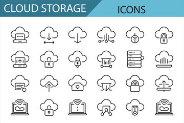 Fototapeta premium Cloud Computing Icon Set: A Collection for Tech and Digital Platforms