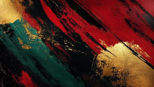 background of green, red, black and gold, top view. The colors symbolize Black History Month