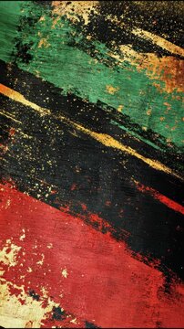 background of green, red, black and gold, top view. The colors symbolize Black History Month