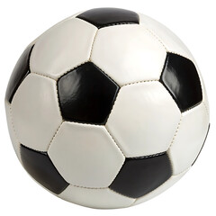 Close-up of a classic black and white soccer ball. PNG and transparent background