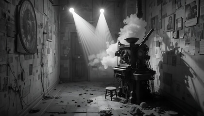Echoes of the Past: Dim Light Streams Over Dirt and Debris in an Abandoned, Forgotten Space.