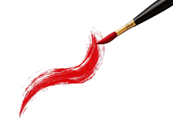 Red paint brush stroke on black background