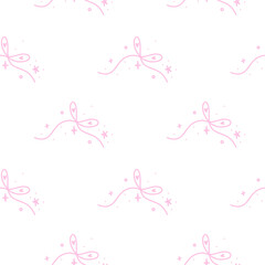 Coquette seamless pattern pink bow sparkle