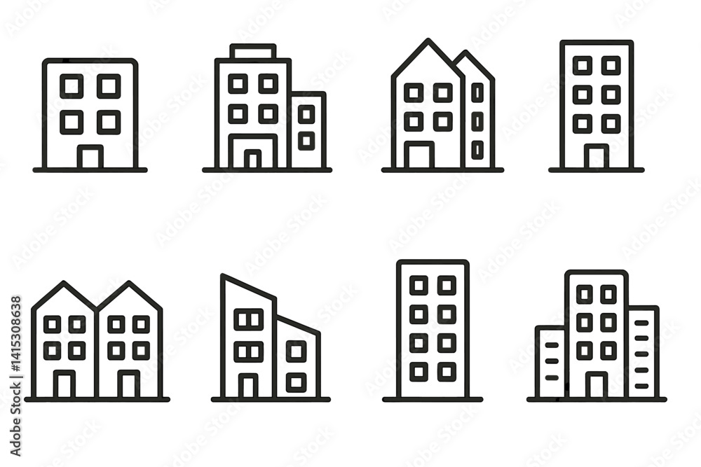 Leinwandbilder vector illustration of various building line icons for urban design and architecture concepts