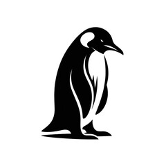 Obraz premium illustration silhouette penguin on white background