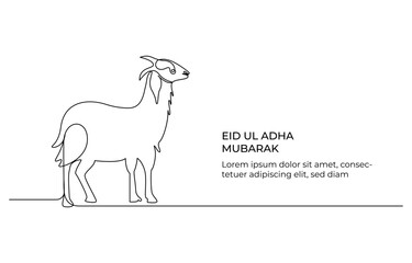 Eid ul adha concept goat Continuous one line art