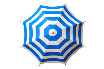 Top view of striped beach umbrella