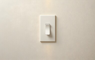 Light switch on clean smooth beige wall, light switch on wall, switch button on beige wall, fan switch on wall, light switch on wall