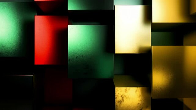 background of green, red, black and gold, top view. The colors symbolize Black History Month